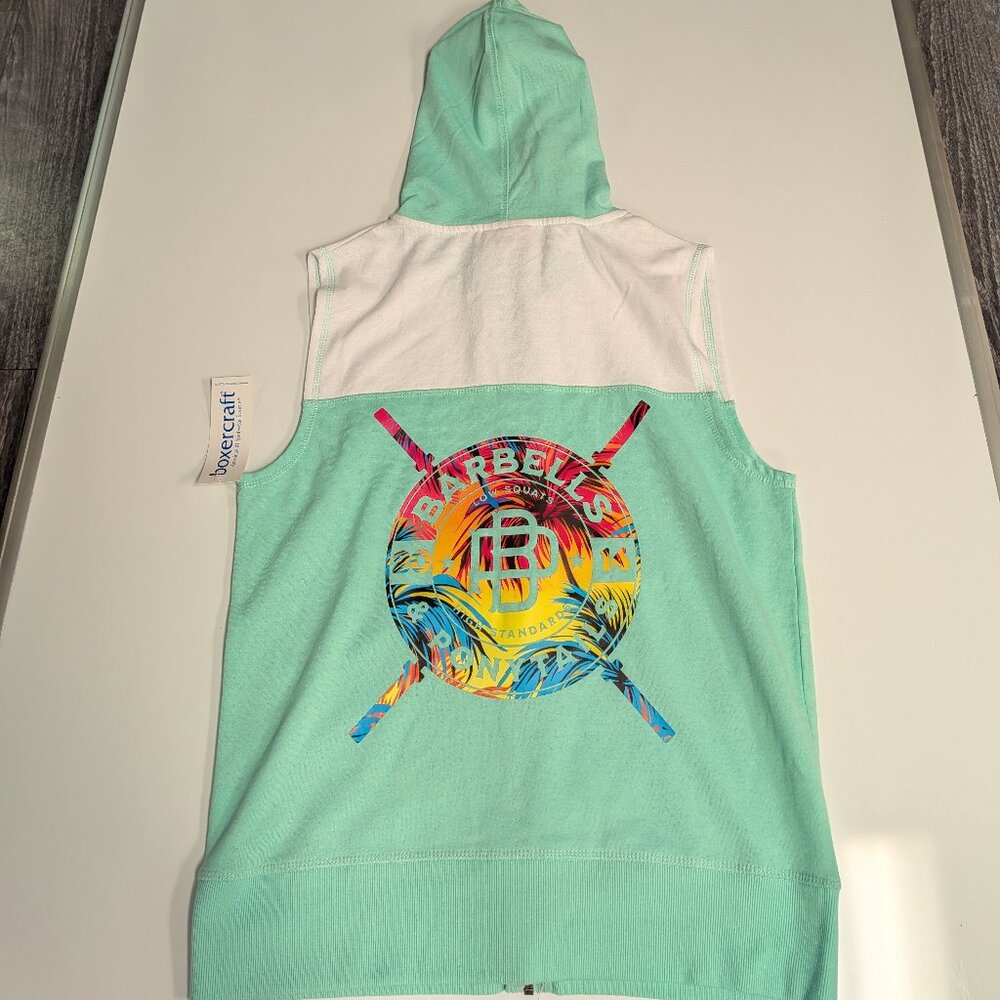 Barbells And Ponytails "Tropical" Zip-up Sleeveless Hoodie Sz S NEW
